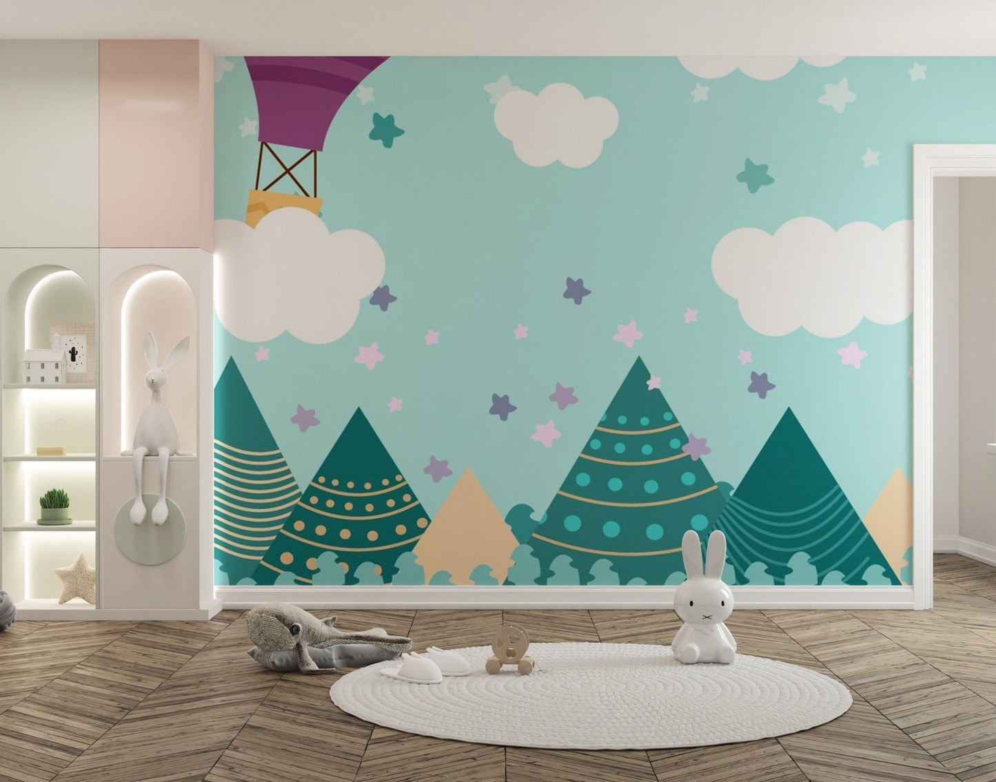 Hot Air Balloons Nursery Wallpaper Wall Mural - Giffywalls A291