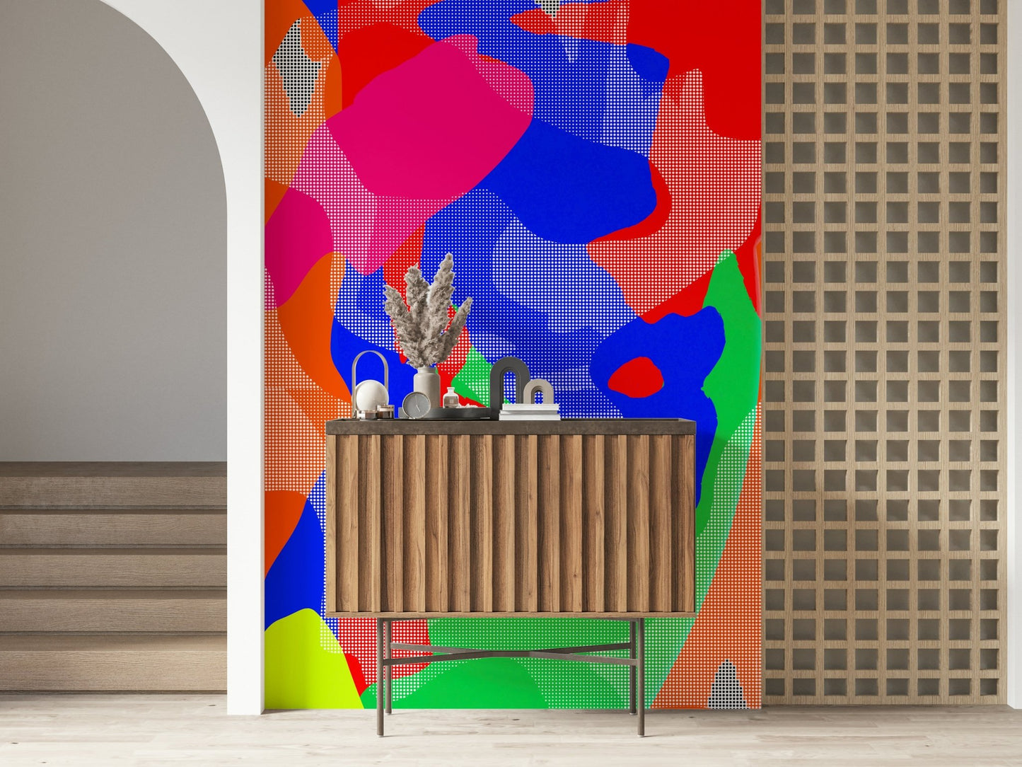 Modern interior showcasing the Hot Dots wallpaper for walls.