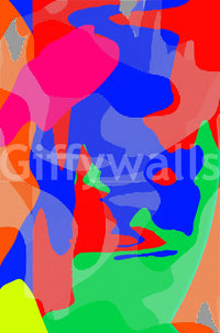 Large, colorful dot pattern in a fun, energetic living space mural.