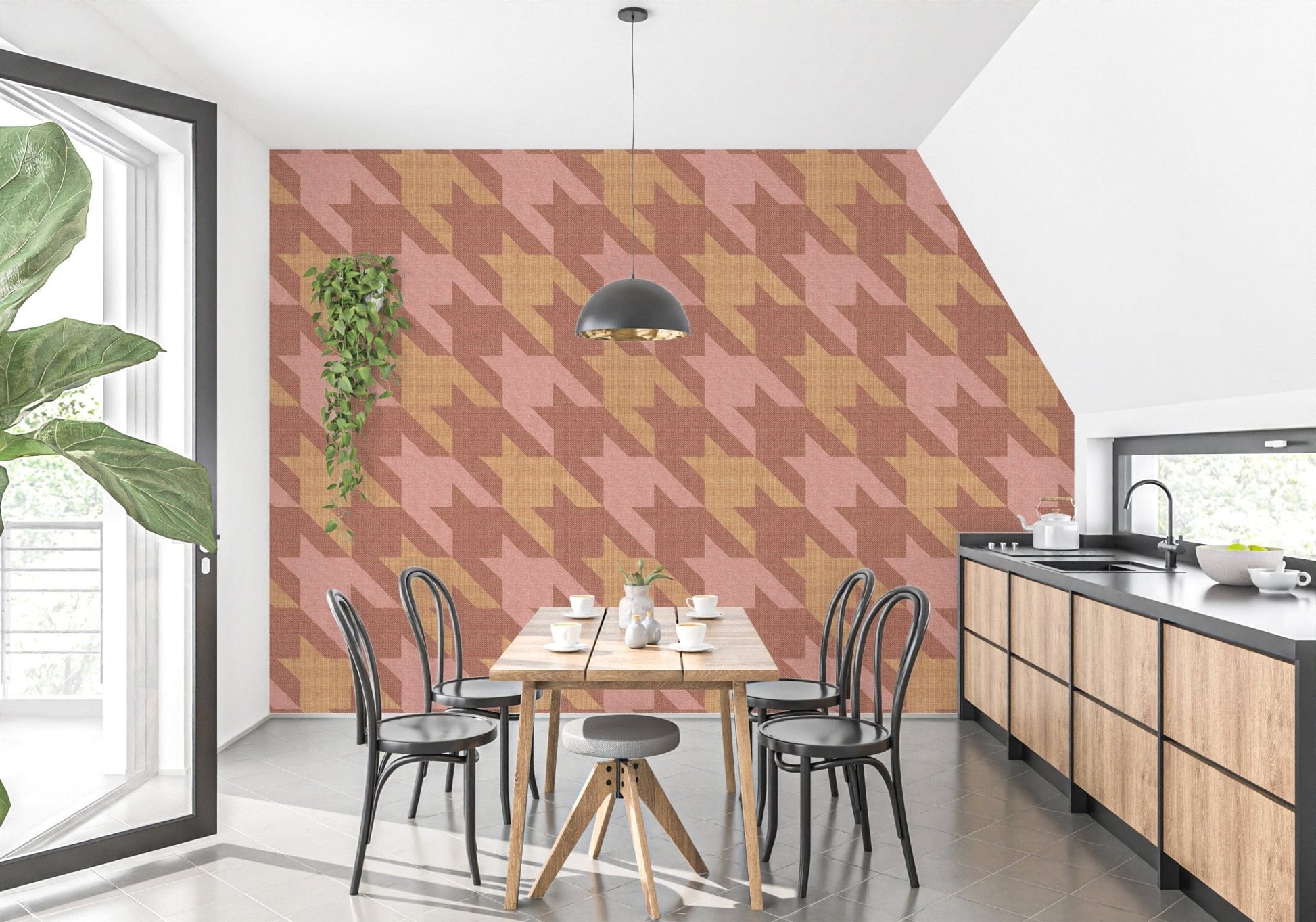 Trendy houndstooth wall covering print
