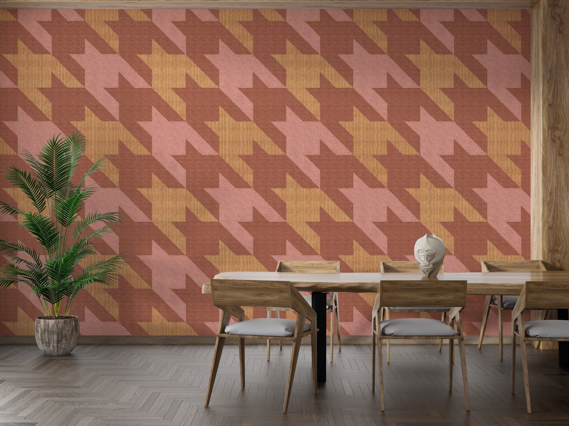 Houndstooth pattern wall mural design
