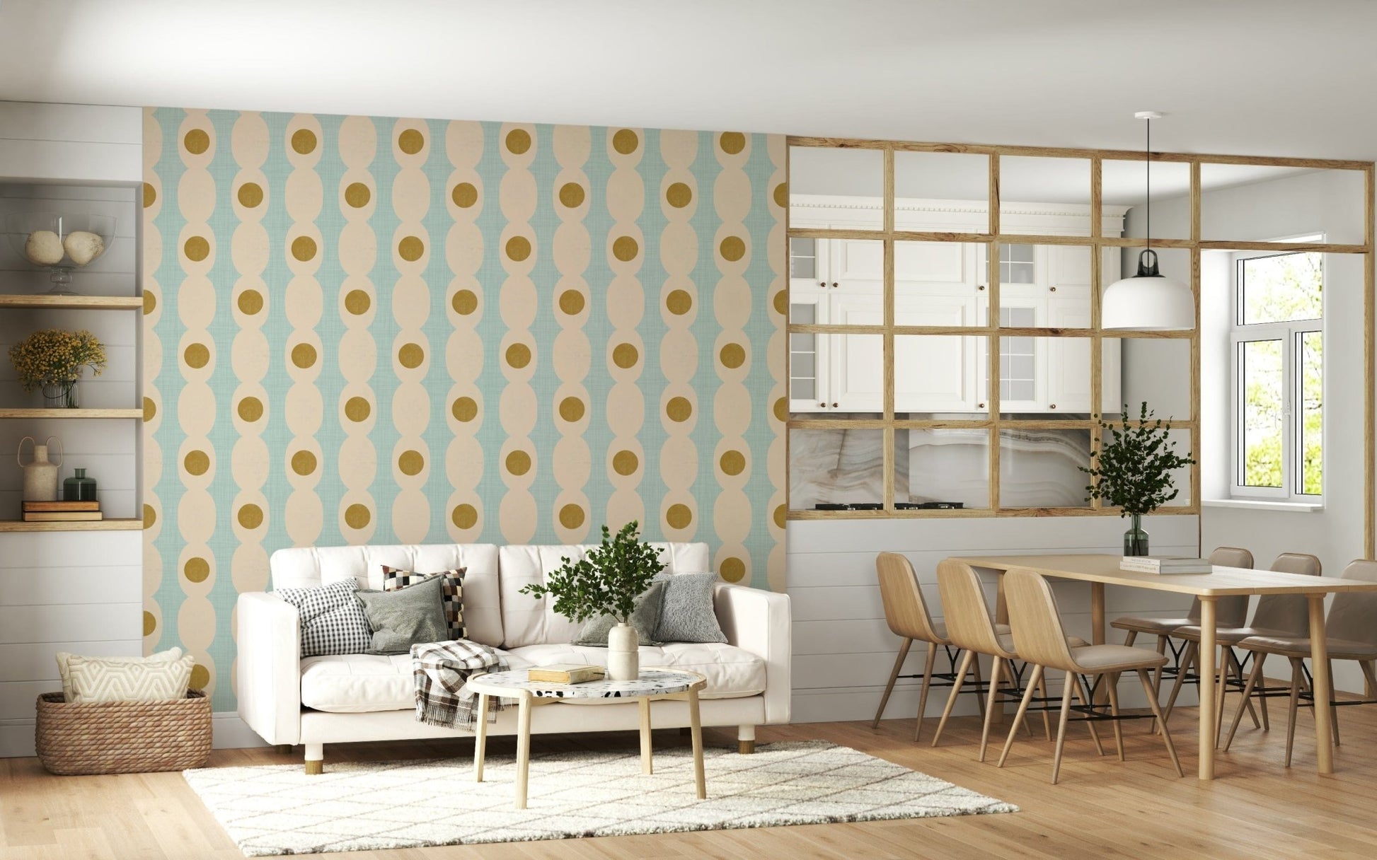 Distressed gold circle Hourglass Echo Wallpaper detail