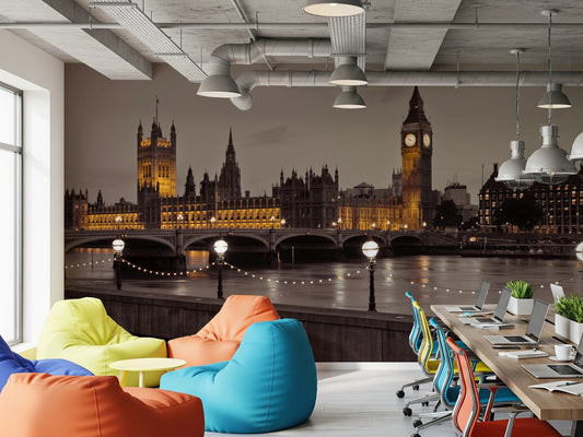 Office space with House of Parliament wall mural landmark