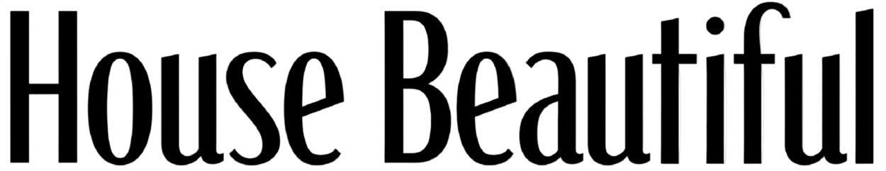 Text 'House Beautiful' in black on a white background
