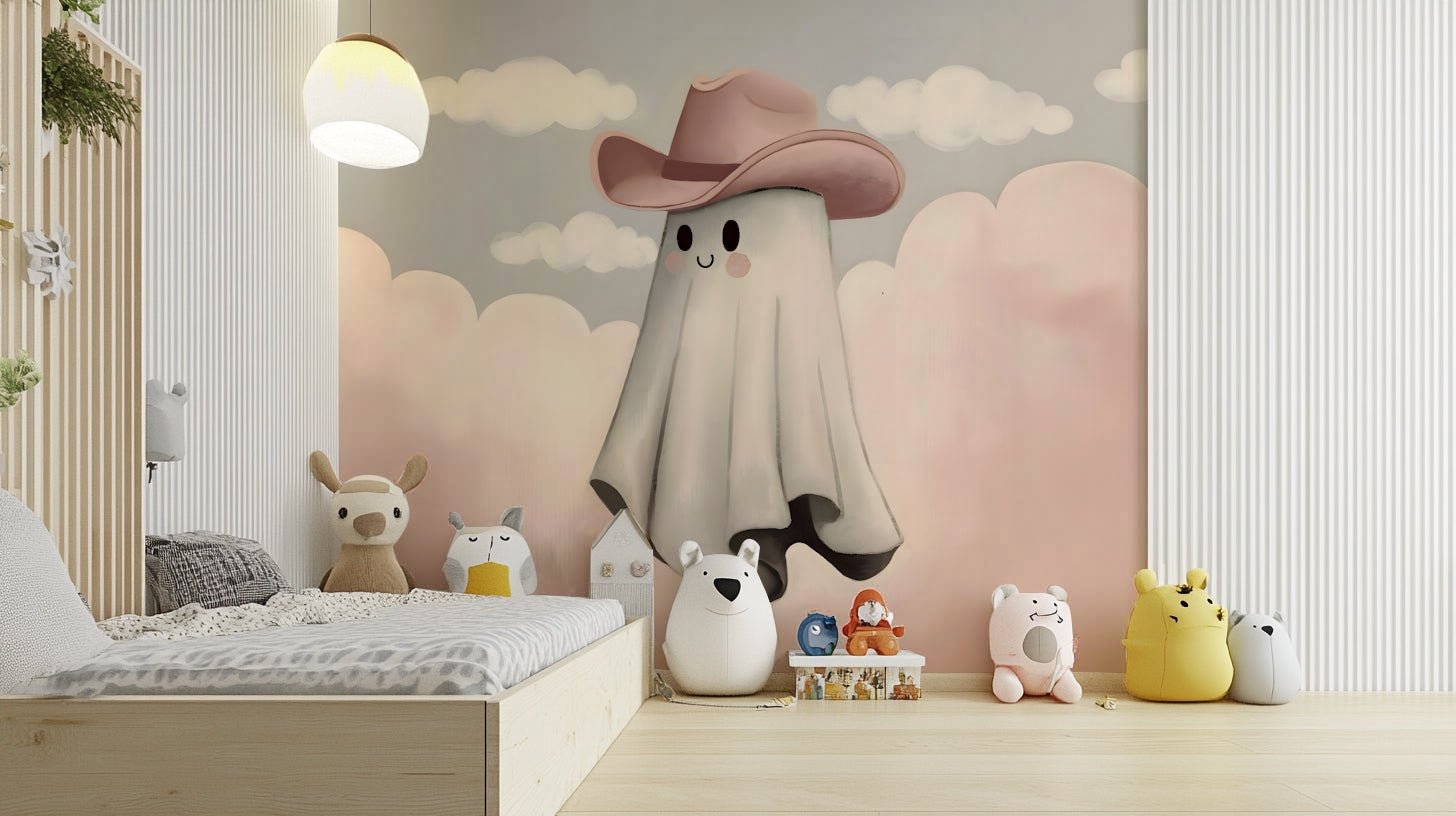 The mural features a single, large character in the center.
