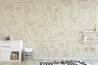 Human Face Line Wallpaper Mural - Giffywalls abstract-09
