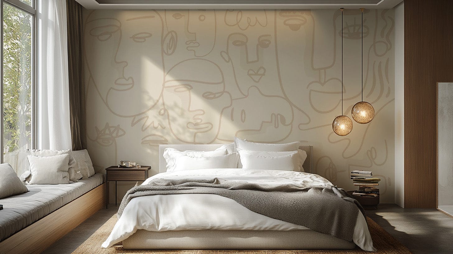 Minimalist human face line wallpaper for modern interiors. abstract-09