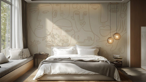 Minimalist human face line wallpaper for modern interiors. abstract-09