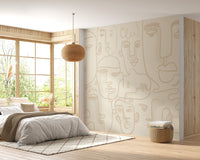 Elegant line art wallpaper showcasing human face sketches. abstract-09