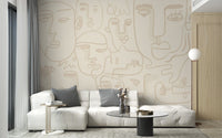 Human Face Line Wallpaper Mural - Giffywalls abstract-09