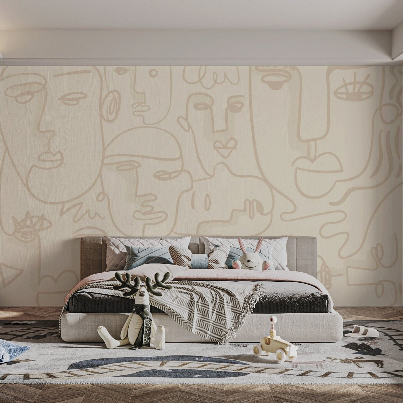 Human Face Line Wallpaper Mural - Giffywalls abstract-09