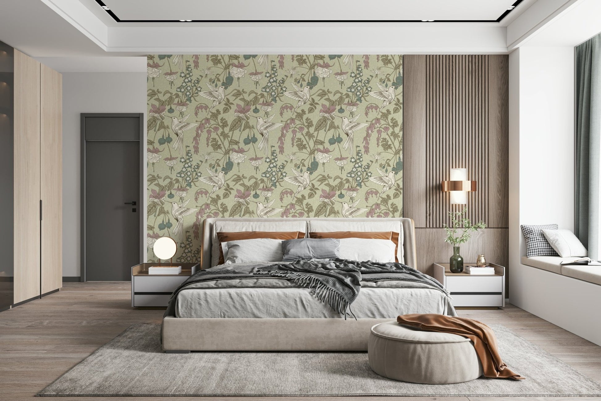 A serene subtle bird wall mural for your decor.