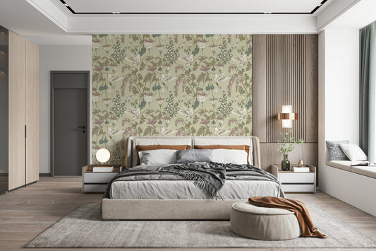 A serene subtle bird wall mural for your decor.