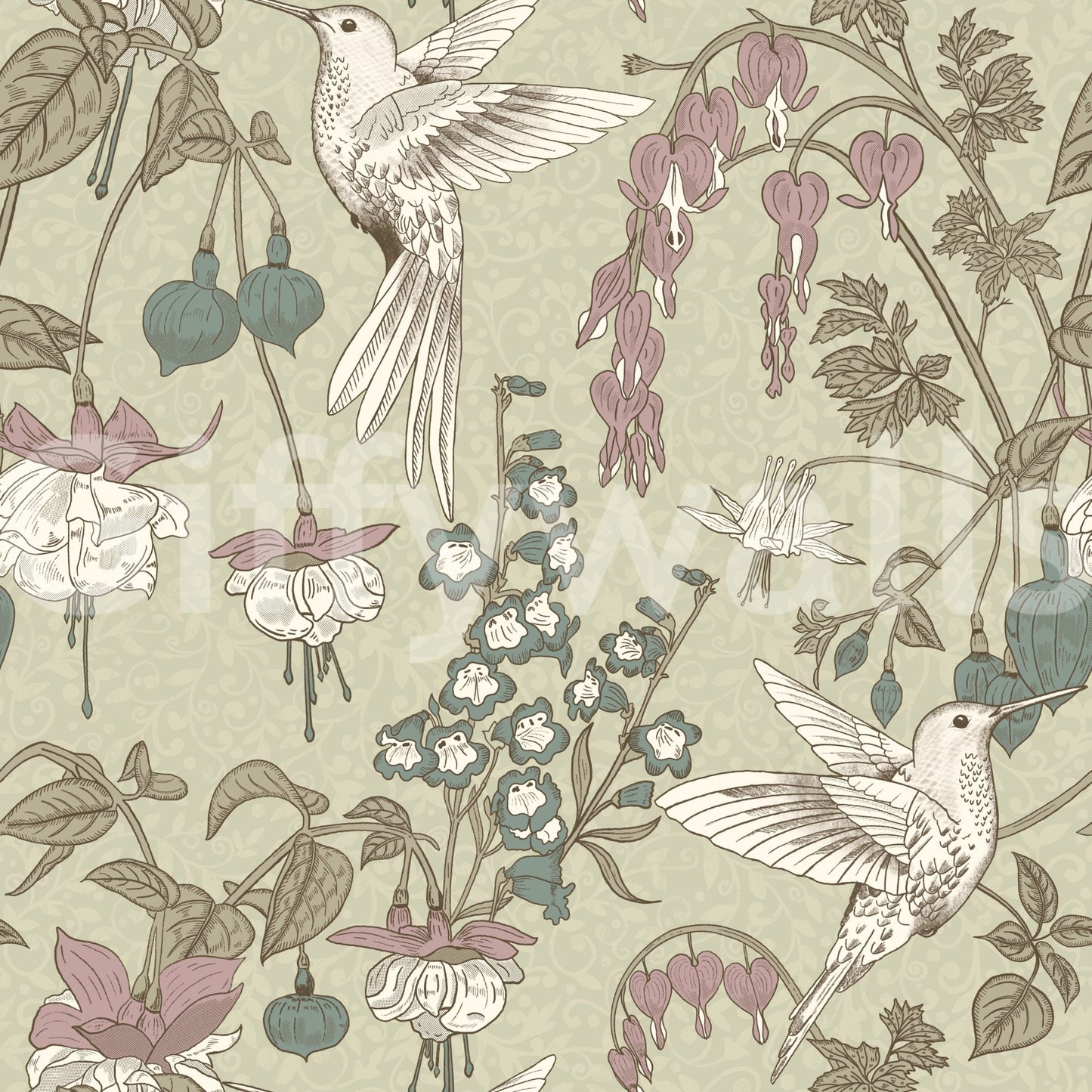 A beautiful modern art wall mural of delicate lines.