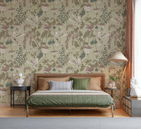 A graceful subtle pattern wall mural in cool, tranquil tones.