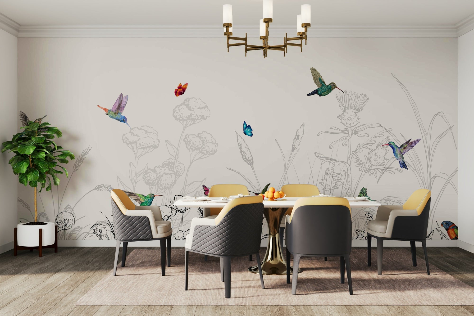 The image shows an artistic impression of a serene scene with hummingbirds. GD3665

