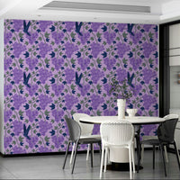 Illustrated grapes and bird wall design

