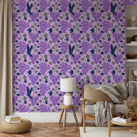 Hummingbird mural wallpaper for dining room

