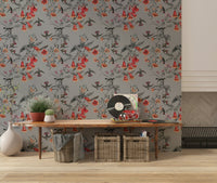 Chic botanical wallpaper mural for an airy open plan apartment.