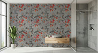 Soft green Hummingbird's Song Wallpaper in a contemporary dining space.
