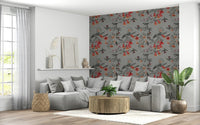 Sophisticated garden themed wallpaper for a luxury guest suite.