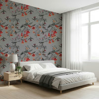 Detailed nature inspired wall mural used as a lounge feature wall.