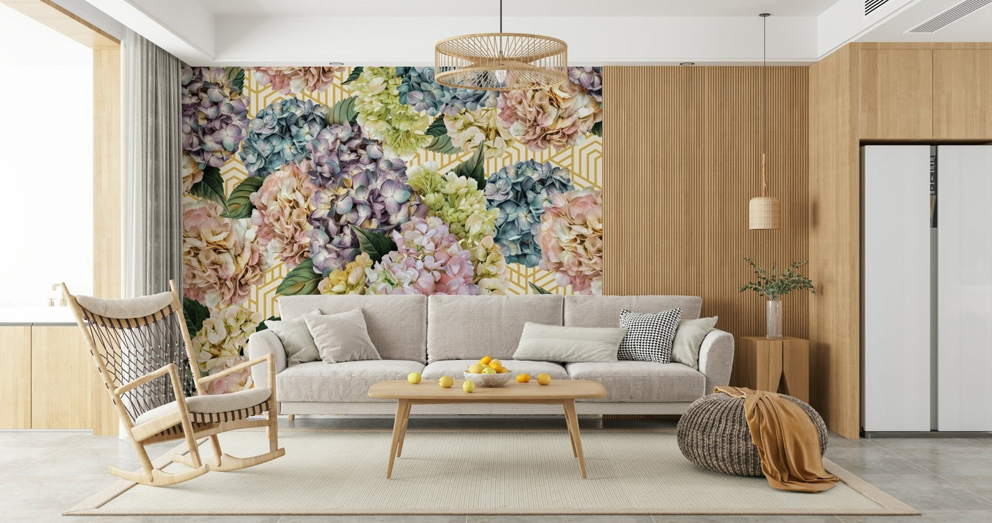 A classic soft floral wallpaper for walls.