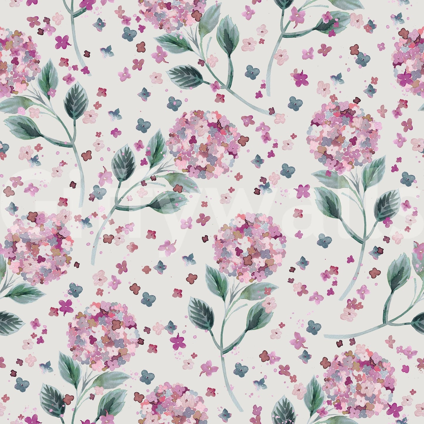 Blooming hydrangea mural wallpaper

