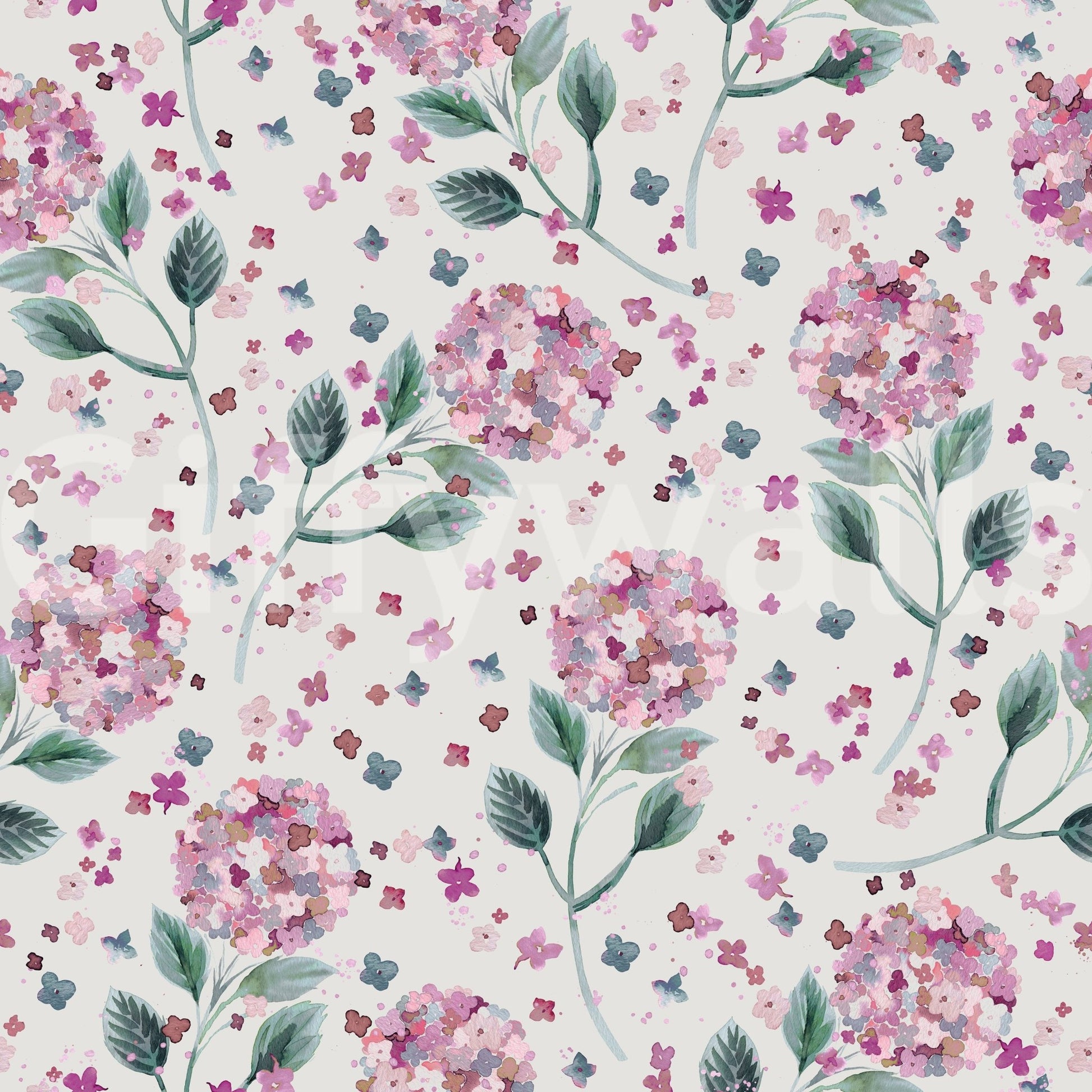 Blooming hydrangea mural wallpaper

