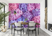 Botanical wall mural for a professional office with minimalist décor.