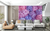 Artistic garden wall mural with lush greenery in a modern flat.