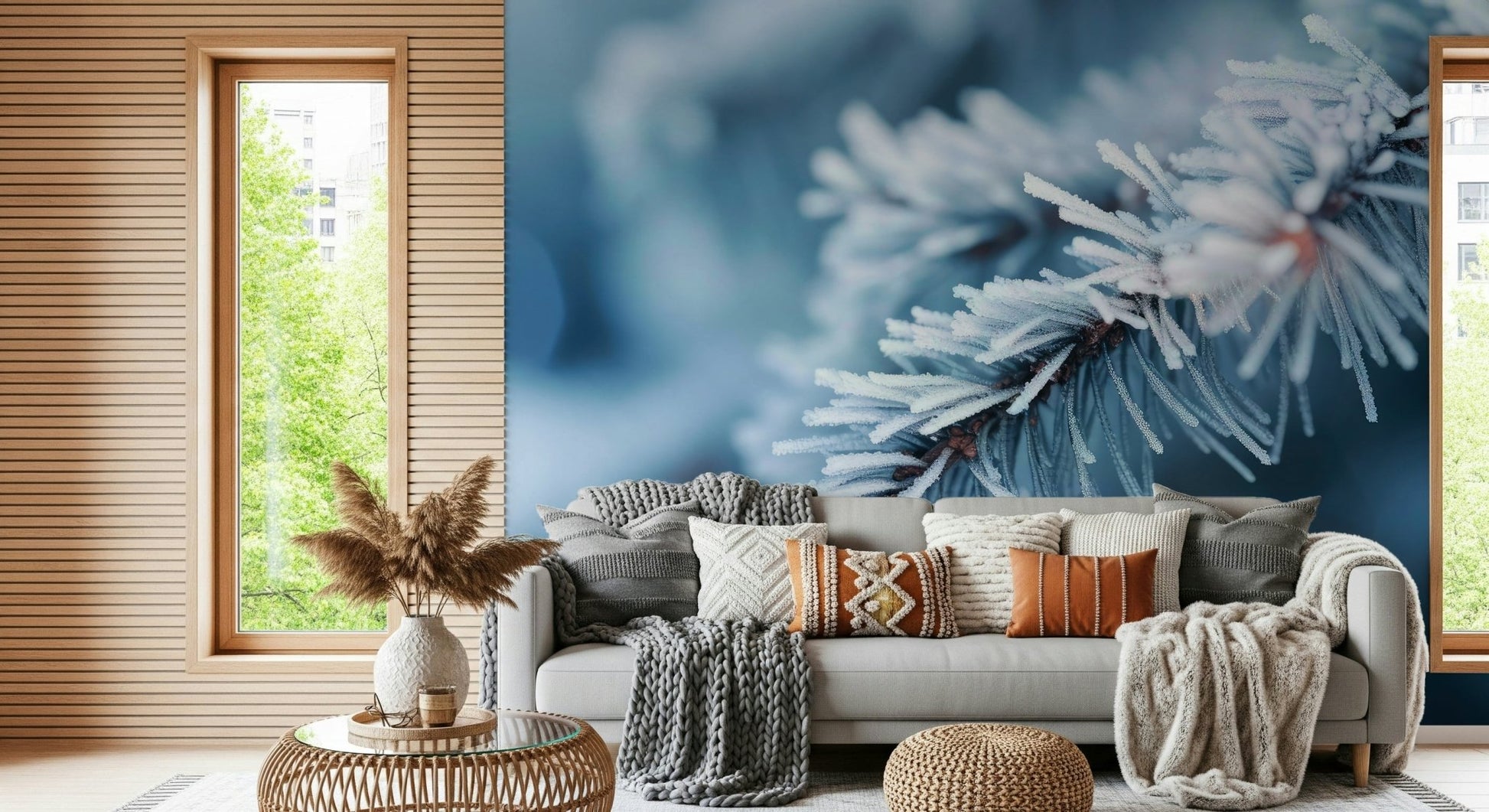 An artistic minimalist form mural for home decor.