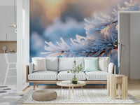 A graceful subtle texture wall mural in cool, tranquil tones.