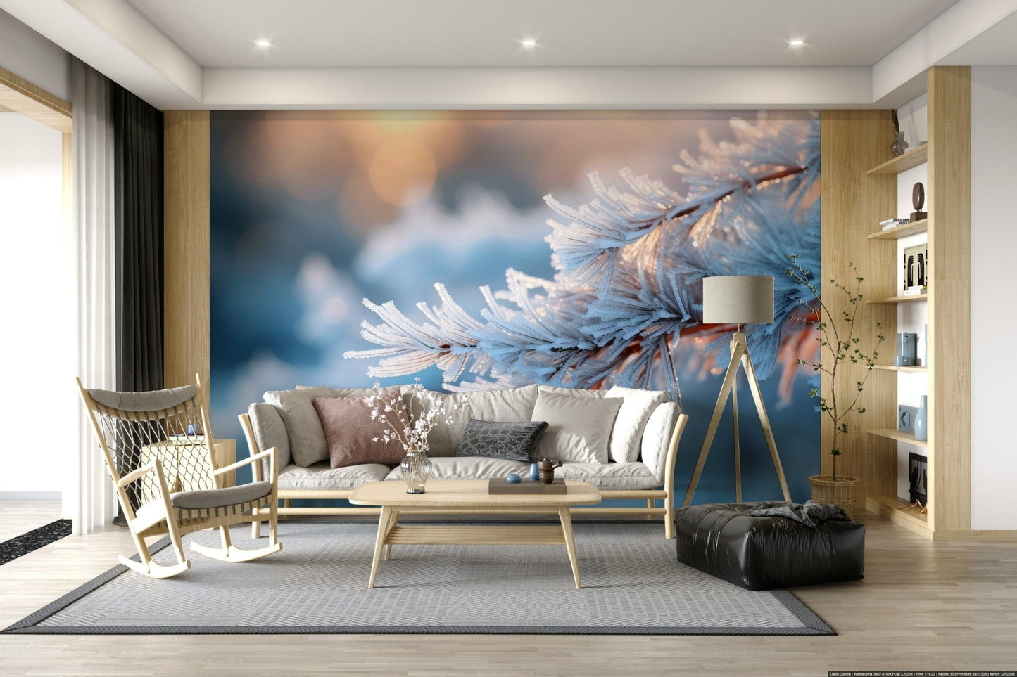 A contemplative gentle design wallpaper mural for a feature wall.