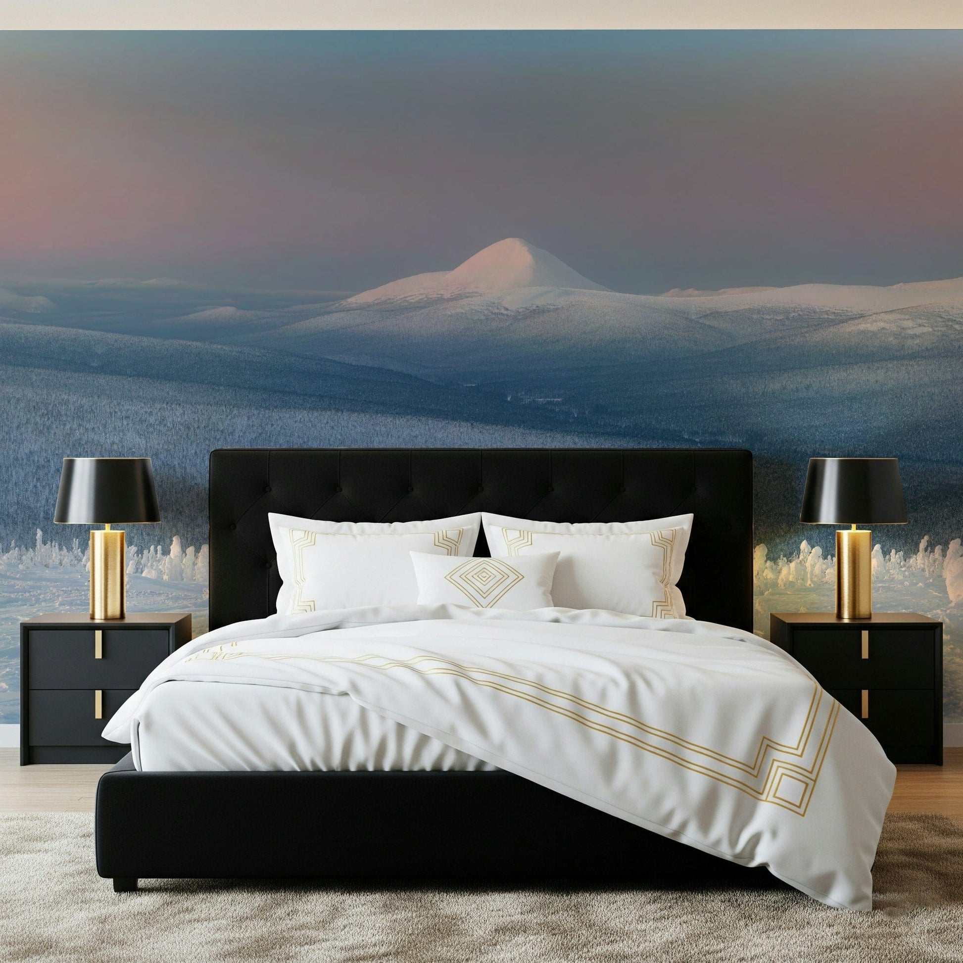 A contemplative dramatic vista wallpaper mural for a feature wall.