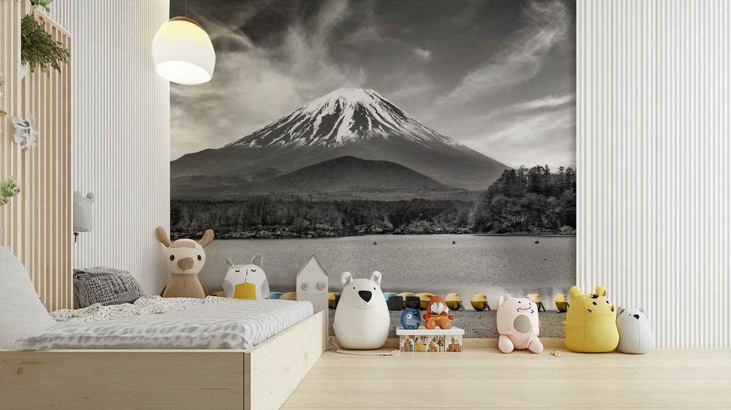 Scenic mural with calm Lake Shoji and towering Mount Fuji., GD1492