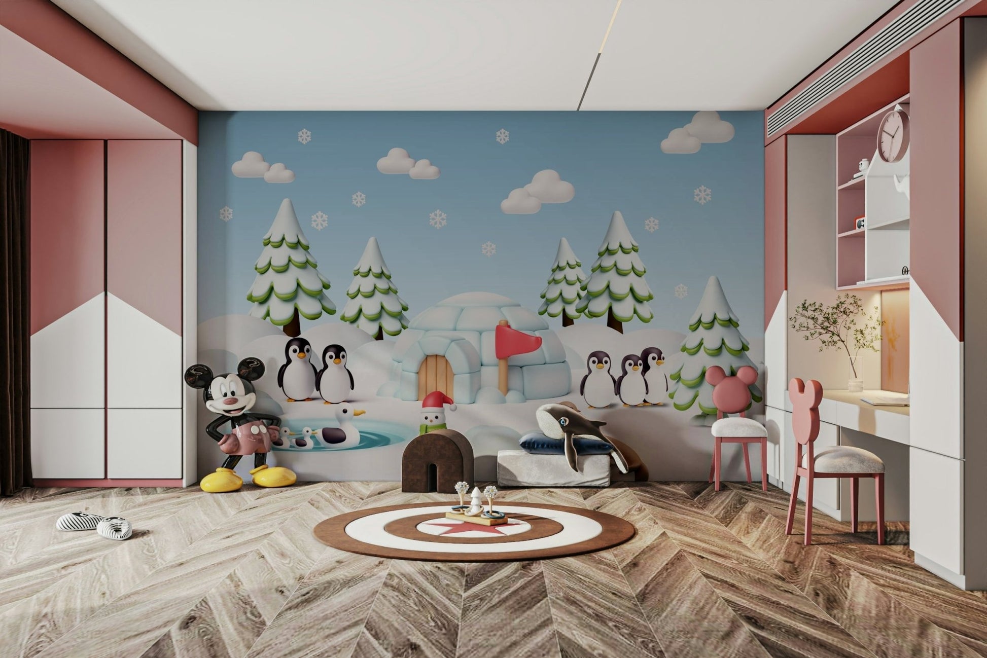 The colors are a soft blend of whites, light blues, grays, and hints of black and orange.

