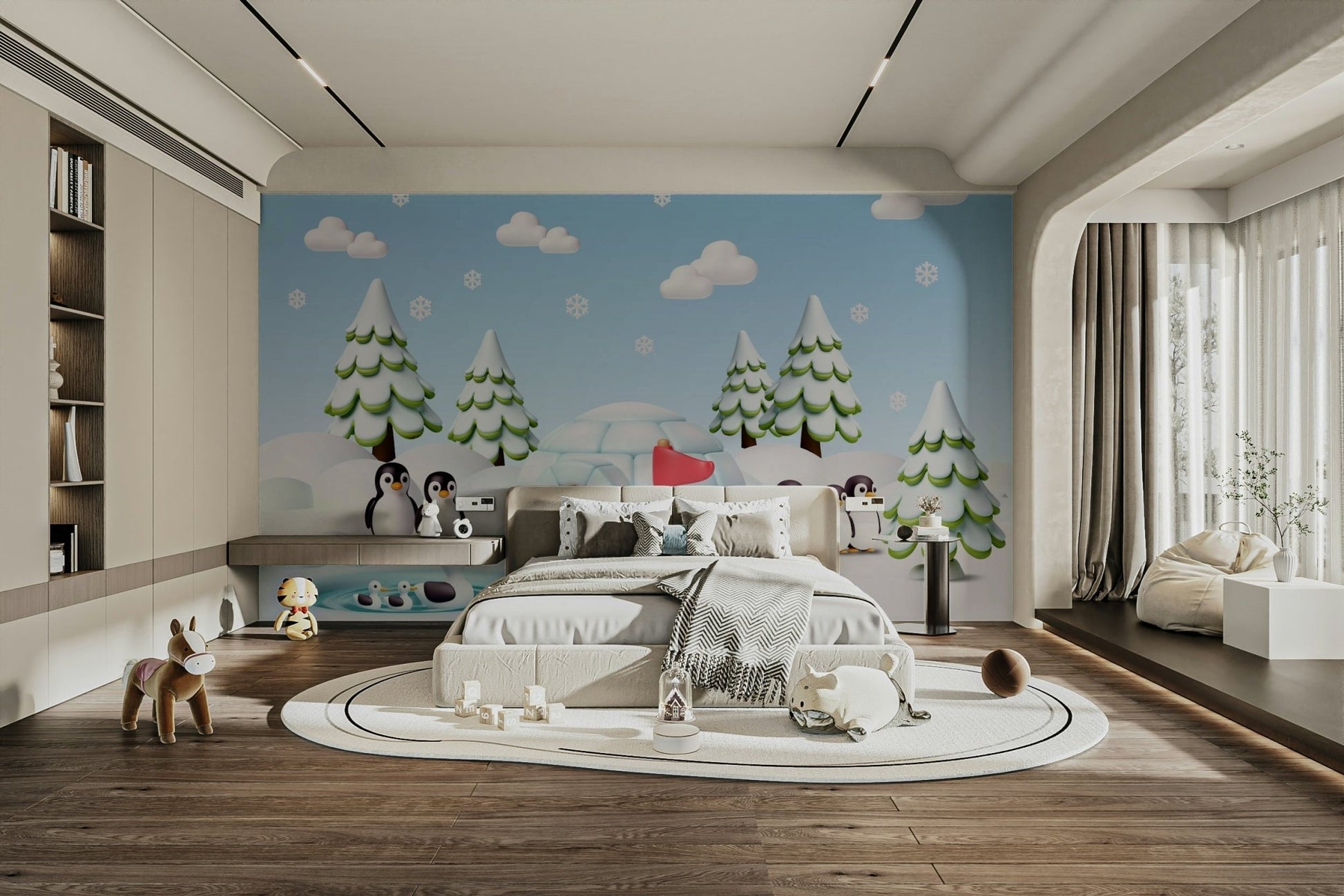This wallpaper is perfect for a child's room or a playroom.
