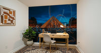 An artistic soft focus landmark mural on scenic wallpaper.