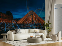 A beautiful wide-angle wall mural of a serene landscape.