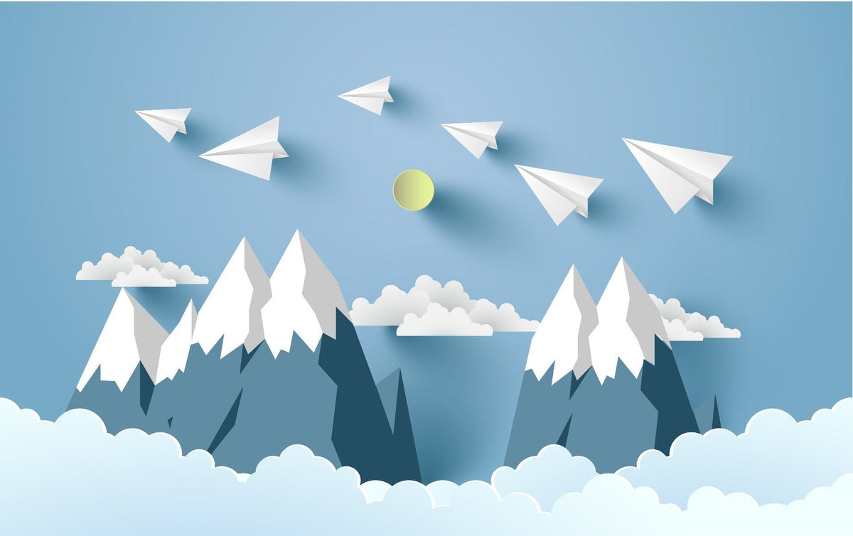 Flying Planes on Mountain Peel and Stick Wallpaper for Kids in your room — zoomed