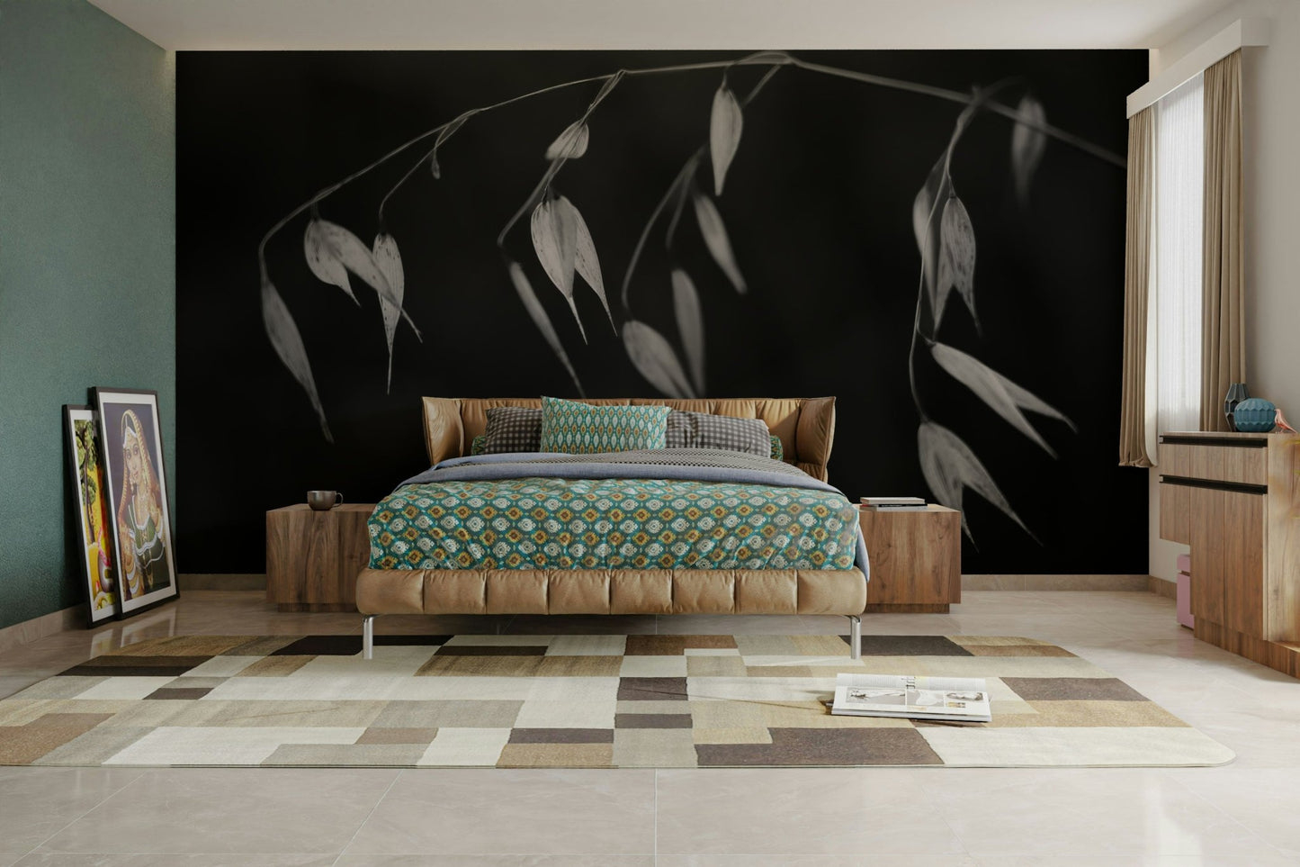 A detail of the graceful, curved lines in the monochrome design., GD4602