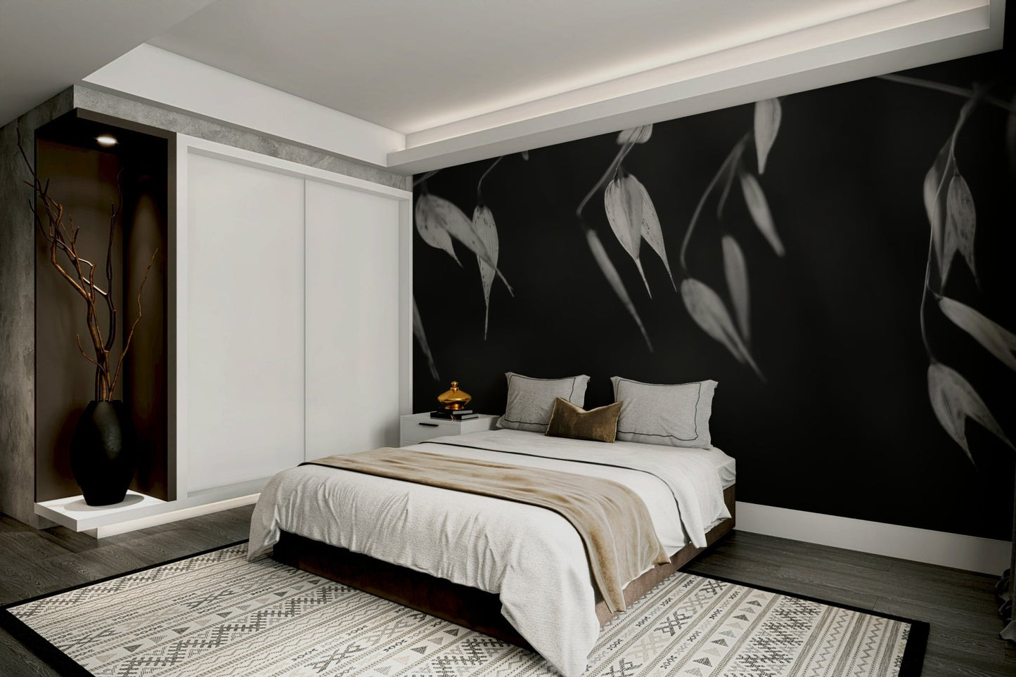 The peel and stick wallpaper showing realistic plant textures., GD4602