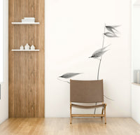 An angled shot of the mural's minimalist color palette.

