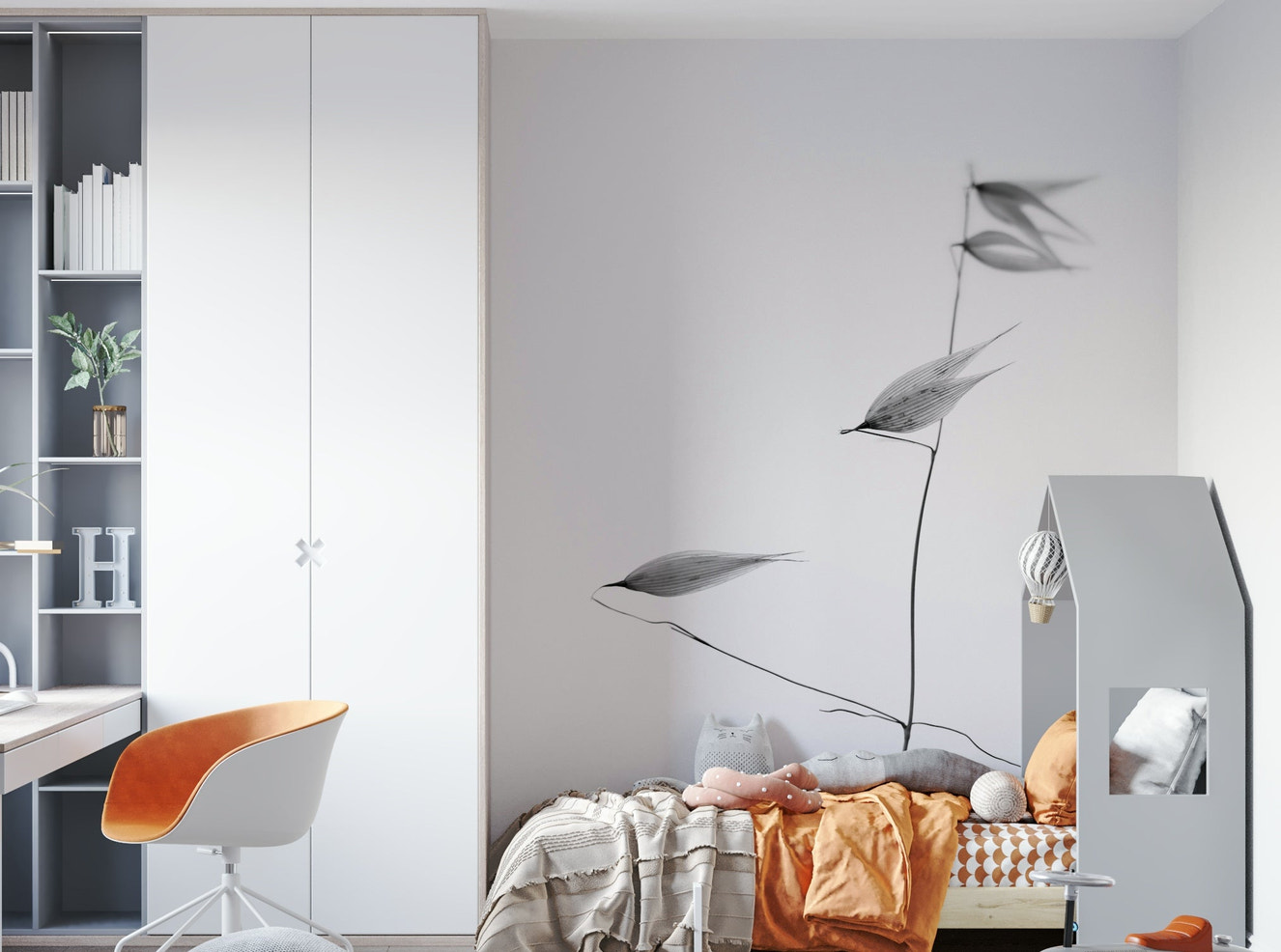 A beautiful, close-up, black and white photo of a plant stalk against a bright background.


