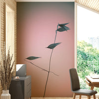 A serene abstract plant wall mural for your decor.

