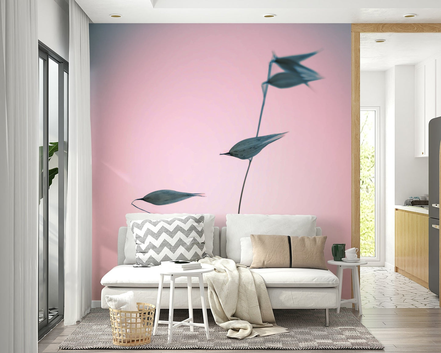 An elegant minimalist stem mural for stylish wallpaper.

