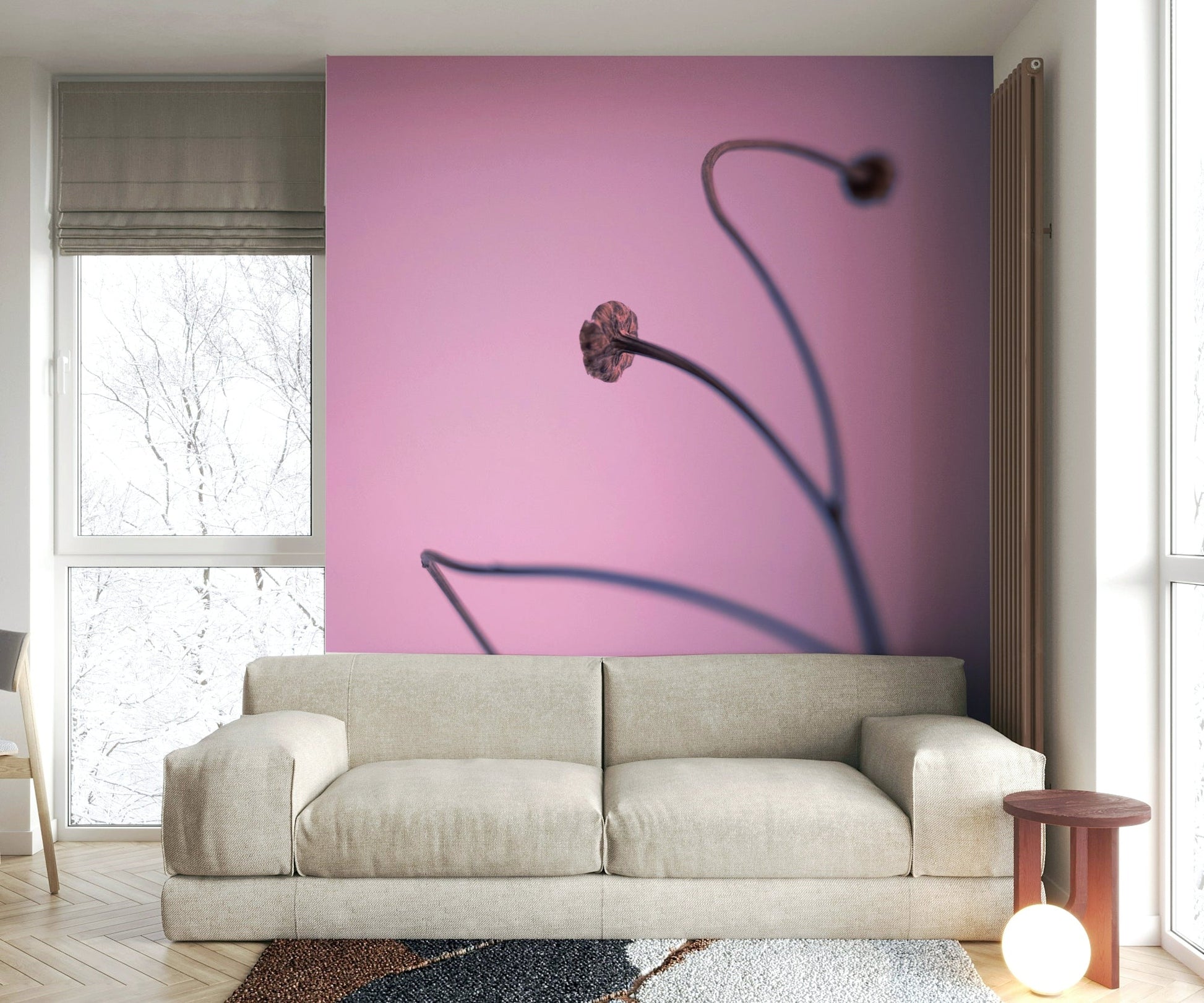 A delicate dried flower wallpaper mural for a feature wall.
