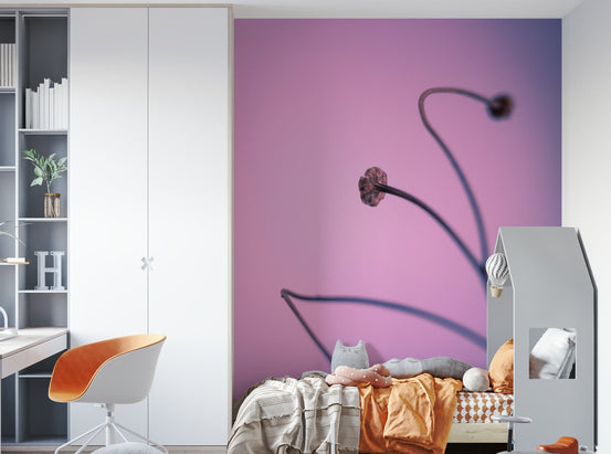 A beautiful purple and pink botanical wallpaper mural., GD4599