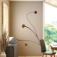 The peel and stick wallpaper on a smooth wall surface.